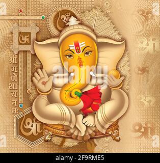 Haute résolution Dieux indiens Seigneur Ganesha peinture numérique Banque D'Images