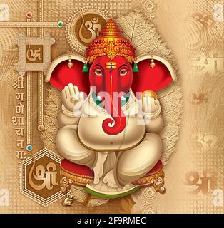 Haute résolution Dieux indiens Seigneur Ganesha peinture numérique Banque D'Images