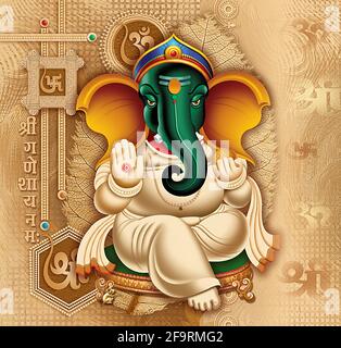 Haute résolution Dieux indiens Seigneur Ganesha peinture numérique Banque D'Images