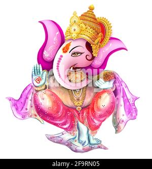 Haute résolution Dieux indiens Seigneur Ganesha peinture numérique Banque D'Images