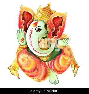 Haute résolution Dieux indiens Seigneur Ganesha peinture numérique Banque D'Images