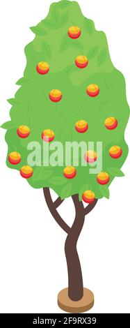 Icône arbre aux fruits de pêche. Isométrique de Peach fruit Tree vector icône pour la conception de sites Web isolée sur fond blanc Illustration de Vecteur