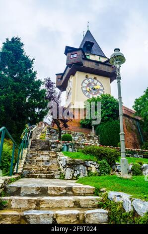 Tour de l'Horloge (Uhrturm) à Graz, en Styrie, Autriche Banque D'Images