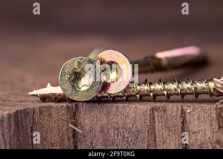 Vis autotaraudeuses structurelles pour embout Torx 25. Abstraction de construction. Arrière-plan industriel. Banque D'Images