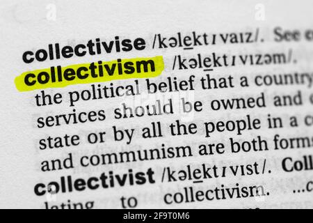 Mise en évidence du concept et de la signification du mot collectivisme Banque D'Images