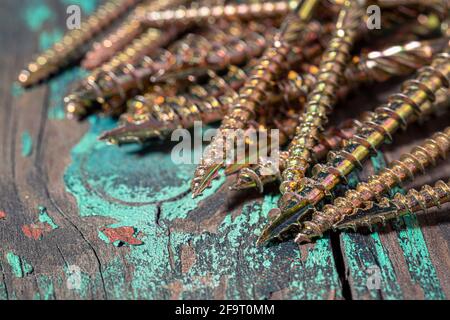 Vis autotaraudeuses structurelles pour embout Torx 25. Abstraction de construction. Arrière-plan industriel. Banque D'Images