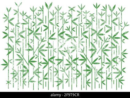 Arrière-plan vert bambou avec trame en pointillés. Illustration stylisée d'un motif de bambou blanc sur fond vert.vecteur disponible. Illustration de Vecteur