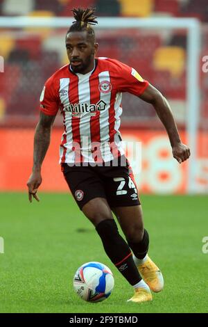 Londres, Royaume-Uni. 20 avril 2021. Tariqe Fosu de Brentford en action pendant le match. Match de championnat EFL Skybet, Brentford v Cardiff City au stade communautaire de Brentford, Brentford à Londres, le mardi 20 avril 2021. Cette image ne peut être utilisée qu'à des fins éditoriales. Utilisation éditoriale uniquement, licence requise pour une utilisation commerciale. Aucune utilisation dans les Paris, les jeux ou les publications d'un seul club/ligue/joueur. photo par Steffan Bowen/Andrew Orchard sports photographie/Alay Live news crédit: Andrew Orchard sports photographie/Alay Live News Banque D'Images