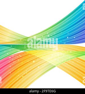 Courbes abstraites colorées sur fond blanc, ondes arc-en-ciel, lignes courbes, mise en page pour document, lignes rayées colorées Illustration de Vecteur