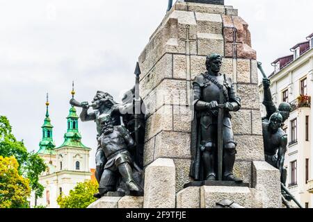 Le Monument Grunwald dans le plac Jana Matejki Krakow Pologne Banque D'Images