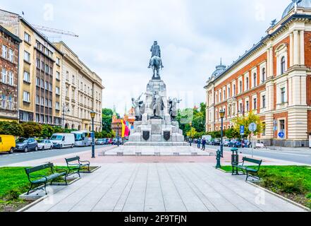 Le Monument Grunwald dans le plac Jana Matejki Krakow Pologne Banque D'Images