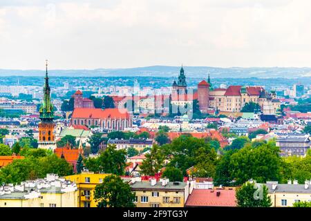 Vue aérienne du château royal de Wawel à Cracovie, pologne. Banque D'Images