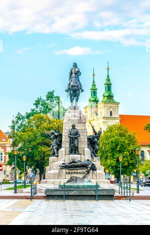 Le Monument Grunwald dans le plac Jana Matejki Krakow Pologne Banque D'Images