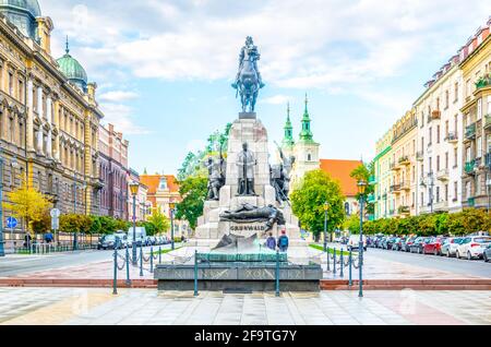 Le Monument Grunwald dans le plac Jana Matejki Krakow Pologne Banque D'Images