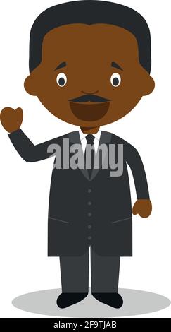 Personnage de dessin animé Martin Luther King Jr. Illustration vectorielle. Collection d'histoire pour enfants. Illustration de Vecteur