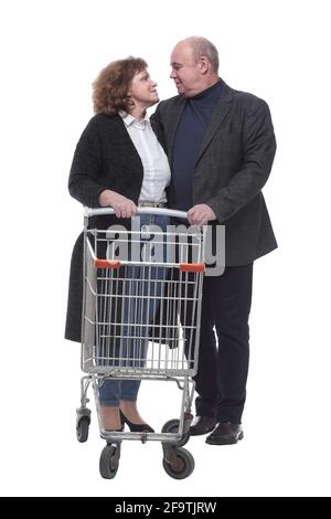 en pleine croissance. un couple de personnes âgées avec un panier Banque D'Images