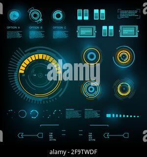 Interface utilisateur tactile graphique virtuel bleu futuriste Illustration de Vecteur