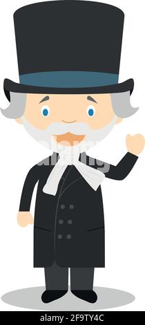 Personnage de dessin animé Giuseppe Verdi. Illustration vectorielle. Collection d'histoire pour enfants. Illustration de Vecteur