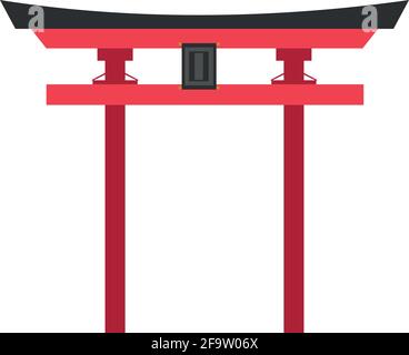 Illustration d'un joli vecteur de dessin animé d'une porte de Torii Shintoist Illustration de Vecteur