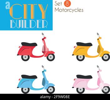 Ensemble City Builder 8 : motos Illustration de Vecteur