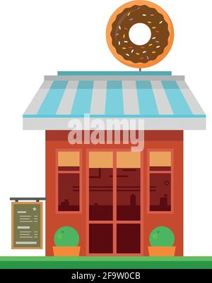 Illustration d'un joli dessin animé représentant un magasin de beignets Illustration de Vecteur