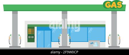 Illustration d'une station essence à dessin animé mignon Illustration de Vecteur