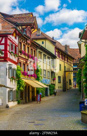 STEIN AM RHEIN, SUISSE, 23 JUILLET 2016 : vue sur la rue principale de la ville de Stein am Rhein en Suisse. Banque D'Images
