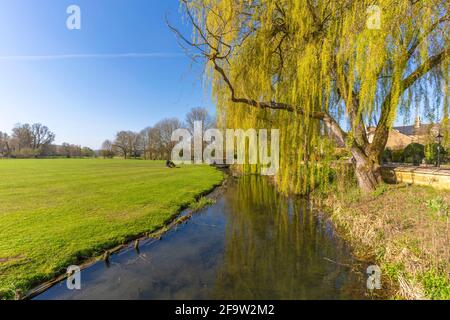 Vue sur le ruisseau dans la ville de Meadows, Stamford, South Kesteven, Lincolnshire, Angleterre, Royaume-Uni, Europe Banque D'Images