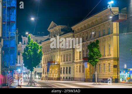 INNSBRUCK, AUTRICHE, 26 JUILLET 2016 : vue de nuit de la Landhaus Altes à Innsbruck, Autriche. Banque D'Images