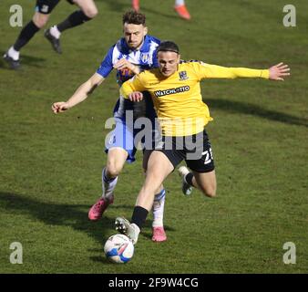 Colchester, Royaume-Uni. 20 avril 2021. COLCHESTER, ANGLETERRE - AVRIL 20 : Kyle Taylor de Southend United (en prêt de l'AFC Bournemouth) pendant la deuxième ligue entre Colchester United et Southend United au stade communautaire de Colchester, Colchester, Royaume-Uni le 20 avril 2020 crédit : action Foto Sport/Alay Live News Banque D'Images