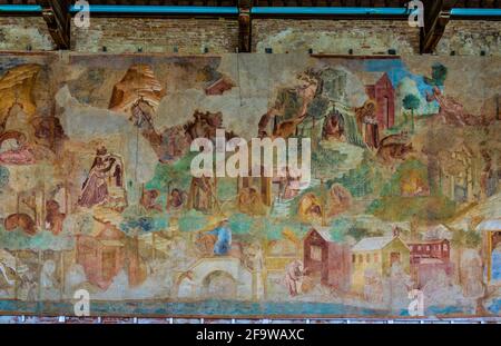 PISE, ITALIE, 14 MARS 2016: Vue d'une peinture située sur un mur du cimetière Camposanto dans la ville italienne de Pise Banque D'Images