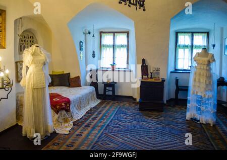 BRAN, ROUMANIE, 8 JUILLET 2015 : vue de l'intérieur du célèbre château de Bran à brasov, Roumanie, également appelé château de dracula. Banque D'Images