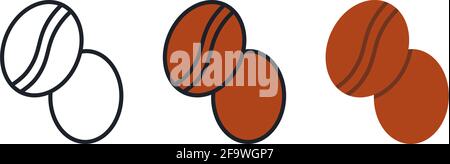 Icône grains de café. Icônes linéaires à couleur plate, contour, forme, contour isolé sur blanc. Ligne fine. Design moderne. Ensemble de vecteurs. Plats et boissons chaudes Illustration de Vecteur