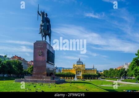 ZAGREB, CROATIE, 28 JUILLET 2015 : monument du roi de Croatie Tomislav à Zagreb, Croatie. Banque D'Images