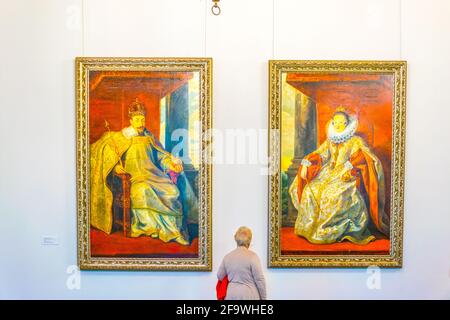 VILNIUS, LITUANIE, 14 AOÛT 2016 : vue sur un couloir du Palais des Grands Ducs de Lituanie à Vilnius. Banque D'Images