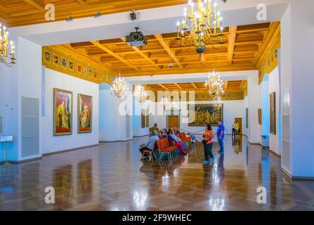 VILNIUS, LITUANIE, 14 AOÛT 2016 : vue sur un couloir du Palais des Grands Ducs de Lituanie à Vilnius. Banque D'Images