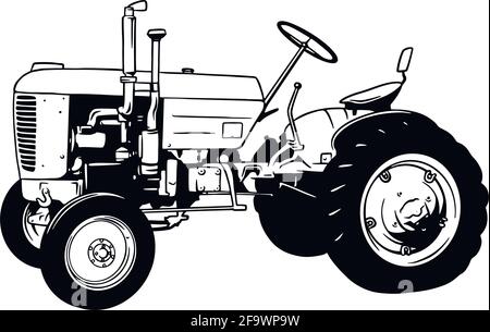 Tracteur agricole, récolte, véhicule agricole, pochoir, Silhouette, Clip art vectoriel Illustration de Vecteur