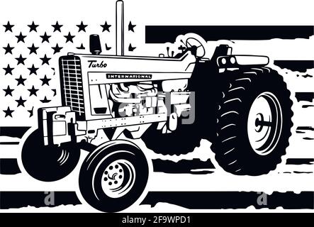 Tracteur agricole des États-Unis - agriculteur américain, récolte, véhicule agricole, pochoir, silhouette, Clip art vectoriel Illustration de Vecteur