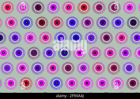 motif de répétition de points ronds multicolores sur fond blanc cassé Banque D'Images