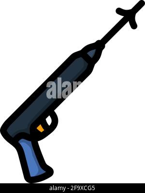 Icône du pistolet de pêche. Contour gras modifiable avec Color Fill Design. Illustration vectorielle. Illustration de Vecteur