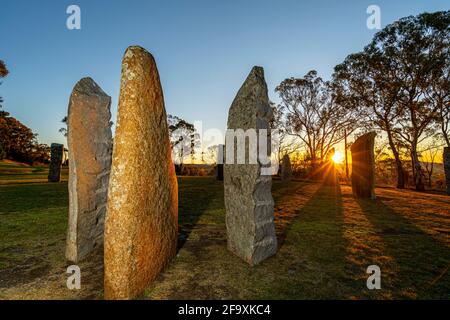 Les pierres debout australiennes, un hommage à l'héritage celtique des premiers colons européens. Glen Innes, Nouvelle-Galles du Sud Australie Banque D'Images