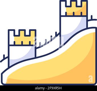 L'icône de couleur RVB de la Grande Muraille Illustration de Vecteur