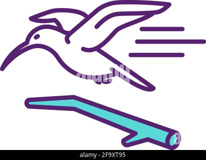Icône de couleur RVB des oiseaux exotiques Illustration de Vecteur