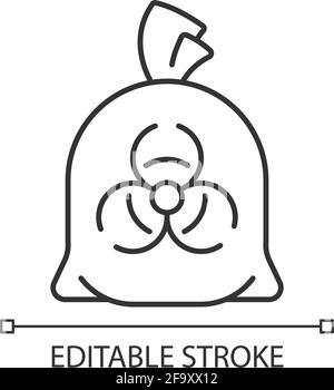 Icône linéaire de sac de déchets infectieux Illustration de Vecteur