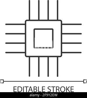 Icône linéaire micro-pièces électroniques Illustration de Vecteur