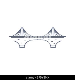 Icône de vecteur de ligne de pont - pictogramme simple de pont de suspension de style linéaire sur fond blanc. Illustration vectorielle. Illustration de Vecteur