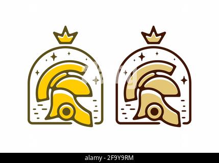 Illustration plate de casque King Warrior de couleur jaune et marron conception Illustration de Vecteur