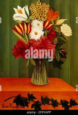 Bouquet de fleurs avec Ivy par Henery Rousseau. Banque D'Images