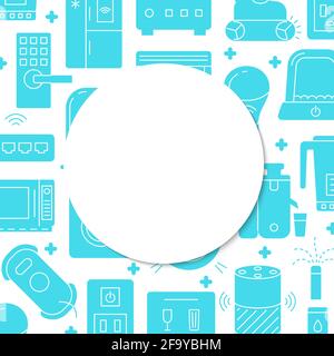 Modèle de bannière d'accueil automatique de style plat avec emplacement pour le texte. Arrière-plan avec icônes de silhouette SMART Things. Illustration vectorielle. Illustration de Vecteur