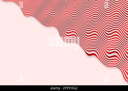graphique d'illustration à motif ondulé rayé rouge et blanc avec sur fond blanc Banque D'Images
